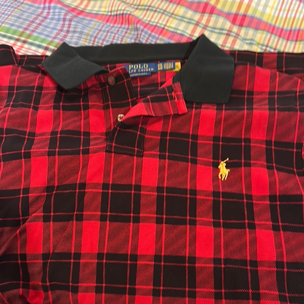 Polo by Ralph Lauren Red and Black Plaid Men's Polo